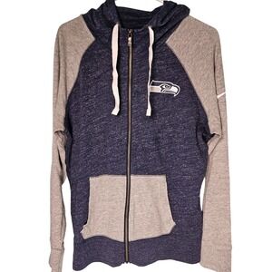 Nike NFL Seattle Seahawks Womens Full Zip Hoodie Navy Gray  LG Football Fan Gear